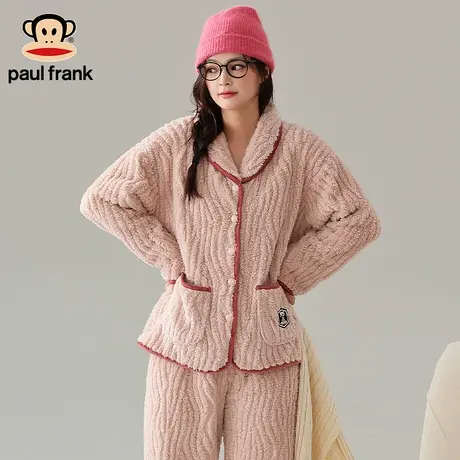 大嘴猴秋冬款小翻领女士家居睡衣服甜美风图片