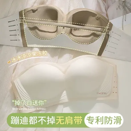 无肩带内衣女聚拢防滑小胸显大防走光裹抹胸夏季透气隐形美背文胸图片