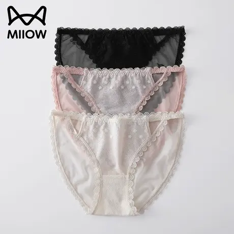 猫人蕾丝内裤女士纯棉无痕低腰冰丝性感轻薄全棉抗菌底档少女裤衩图片