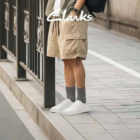 Clarks其乐Courtlite City男士新款简约小白鞋男光面牛皮休闲板鞋图片