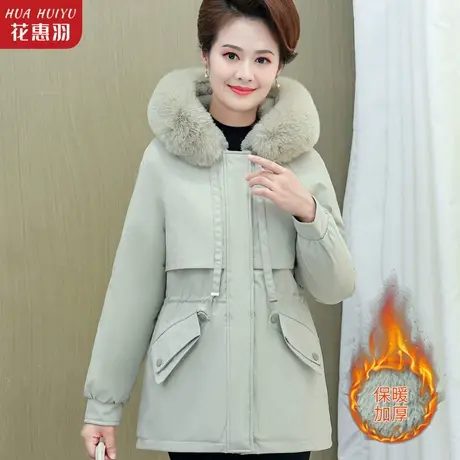 中年人妈妈冬装外套加绒加厚派克服中老年女气质秋冬风衣棉衣棉服商品大图