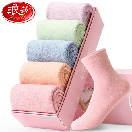 浪莎厚袜子女冬季加厚加绒女士棉袜中筒保暖袜全棉新款纯棉雪地袜图片