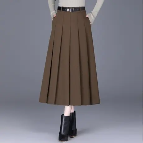 气质通勤百褶裙半身裙女高腰遮肚A字裙2023秋季新款显瘦中长裙子图片