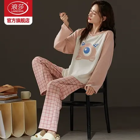 浪莎睡衣女秋冬款2023年新款长袖加厚卡通可爱可外穿家居服套装MP商品大图