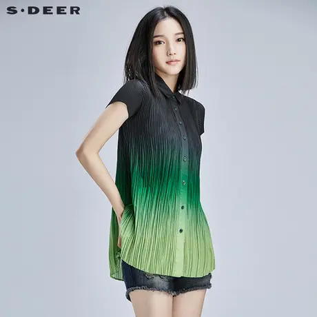 sdeer圣迪奥女夏装优雅渐变色调衬衫S16280427商品大图
