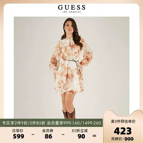 GUESS女士复古长袖连衣裙-W2BK12WDWT2图片