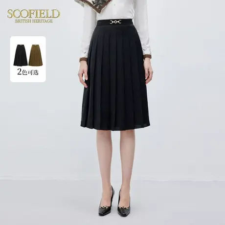 Scofield女装时尚优雅肌理感百褶半身裙气质A字裙夏季短裙图片