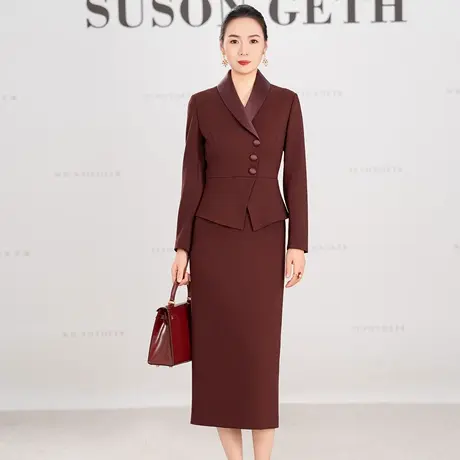 2025冬季新款青果领三粒扣日常通勤气质高贵修身假两件女图片
