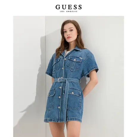【38上新季】GUESS 腰带极简潮流通勤收腰牛仔连衣裙Q2OK218105Z图片