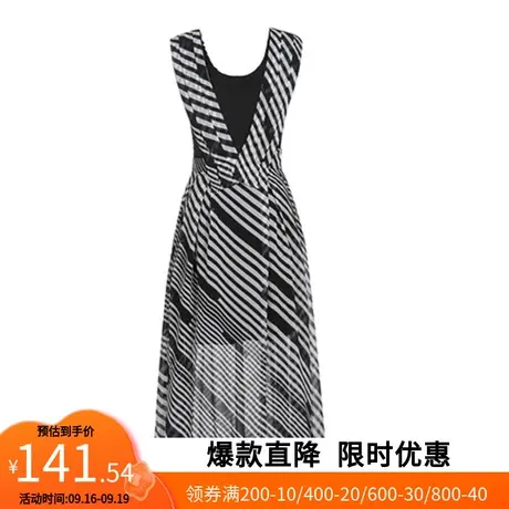 【艾格】官方旗舰店时尚休闲吊带裙新款中长款夏季条纹网纱连衣裙图片