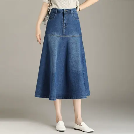牛仔a字裙女秋季2025新款时尚显瘦半身裙中长款伞裙百搭休闲裙子图片