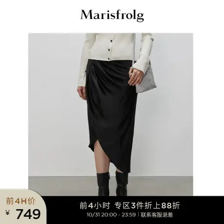 【新品首发】玛丝菲尔女装秋新款黑色显瘦半身裙ACBW31162图片