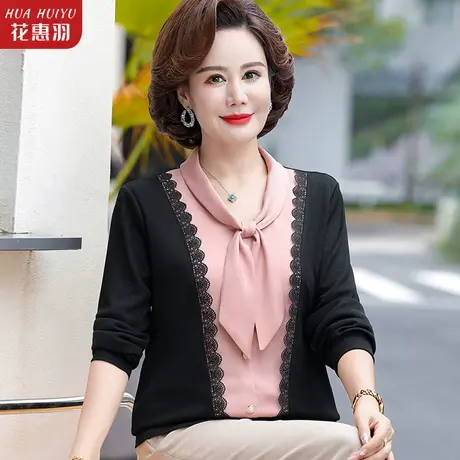 妈妈秋装新款小衫洋气时尚套装中老年人T恤40岁50春秋假两件上衣商品大图