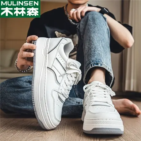 木林森小白鞋男士2024新款潮流高级感厚底运动板鞋秋季休闲德训鞋图片
