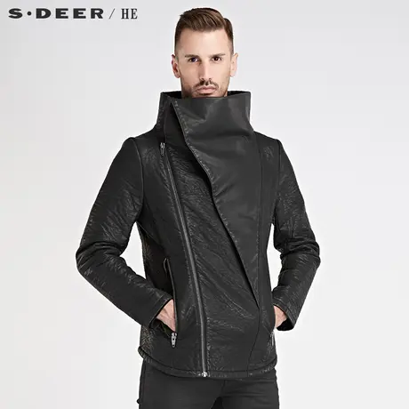 sdeerhe圣迪奥男装酷感机车斜襟外套H15472393图片