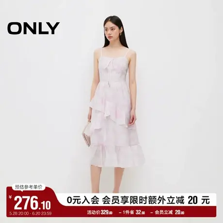 ONLY奥莱夏季设计感甜美荷叶边拼接吊带连衣裙女图片