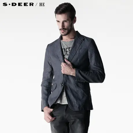 【上新】sdeerhe圣迪奥专柜正品男装修身英伦亚麻休闲西装3172233图片