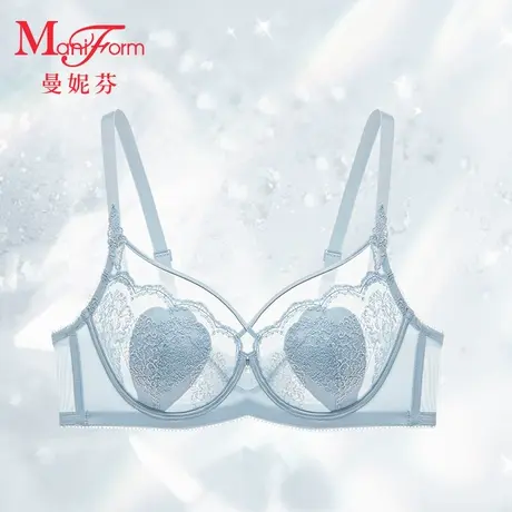 曼妮芬女士防凸点内衣轻薄单层围文胸性感刺绣软钢圈胸罩20840611商品大图