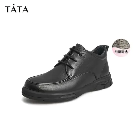 Tata他她男鞋复古冬季新款休闲皮鞋男士加绒保暖英伦风VBM05DD1商品大图