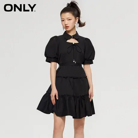 【买5免1】ONLY奥莱夏季新款公主风翻领泡泡袖短款A字连衣裙女图片