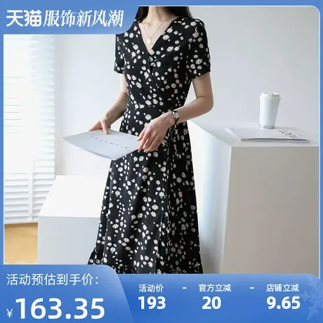 【6折清仓仅203.4元】小雏菊碎花连衣裙女法式收腰雪纺裙Q790图片