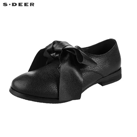 sdeer圣迪奥秋季新款休闲简约蝴蝶结女士皮鞋S18383978商品大图