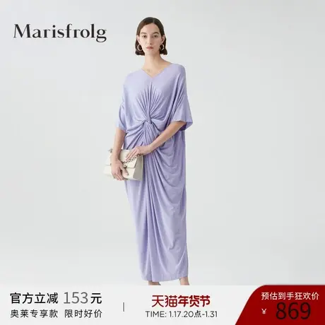 玛丝菲尔2022年夏季新款圆领宽松中长款连衣裙图片