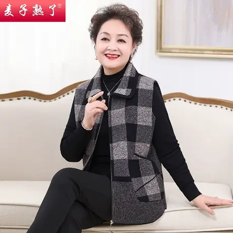 妈妈春装2024新款针织马甲外套秋洋气质中老年女装奶奶毛上衣背心图片