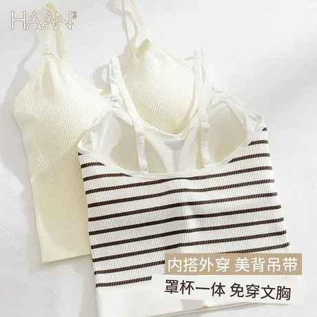 无痕美背裹胸内衣女士免穿文胸无钢圈带胸垫抹胸式打底吊带背心夏图片