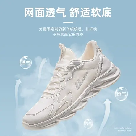 回力男鞋白色透气网面运动鞋2024新款春季软底小白鞋学生休闲鞋男图片