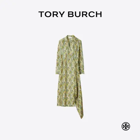 TORY BURCH 汤丽柏琦 不对称桑蚕丝长袖裹身裙 176408图片