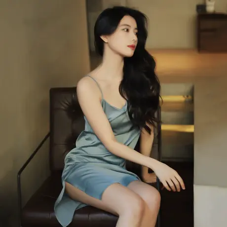 南极人睡裙女士夏季薄款冰丝夜火辣吊带私房性感蕾丝夏天睡衣裙子商品大图