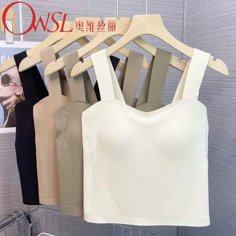 无痕内衣女带胸垫吊带背心美背抹胸聚拢文胸运动打底上衣图片