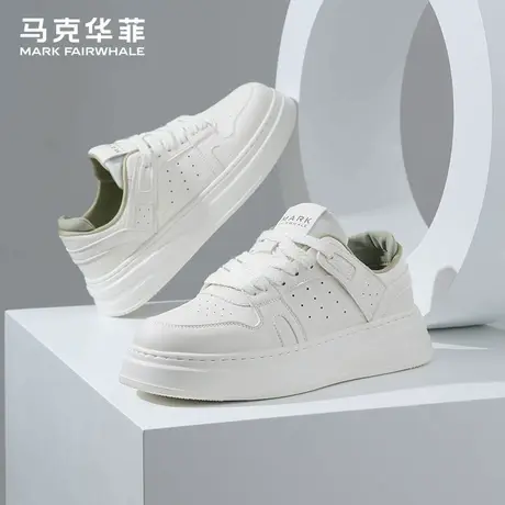 马克华菲小白鞋男款2025新款夏季运动休闲鞋厚底增高白色板鞋男鞋商品大图