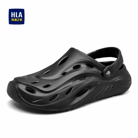 HLA/海澜之家男鞋新款夏季时尚厚底舒适透气洞洞鞋休闲凉拖鞋两穿图片