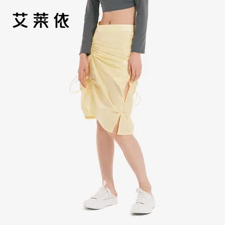 艾莱依半身裙女春夏新款不规则抽绳a字裙短裙设计感鱼尾裙过膝裙图片