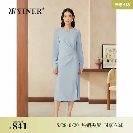 【醋酸系列】YINER音儿专选2025春季新款法式香风镂空小V领连衣裙图片
