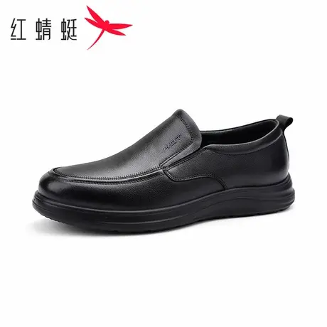 红蜻蜓男鞋2026春季真皮透气商务休闲鞋一脚蹬舒适软底中年爸爸鞋商品大图