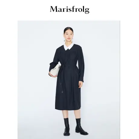 【言选好物】玛丝菲尔女装冬季新款黑色连衣裙A1KT40596图片