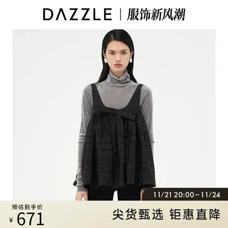 DAZZLE地素奥莱 黑色法式减龄无袖蓬蓬裙连衣裙女2E1O3011A图片
