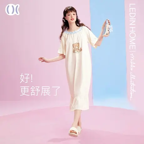 乐町mikko联名睡裙女夏季2023年新款可爱少女短袖薄款睡衣家居服图片