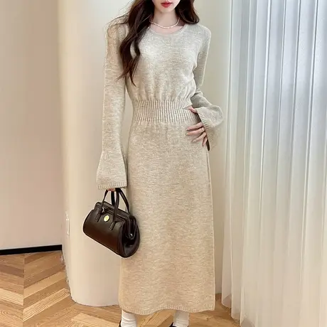 唐狮秋冬季毛衣女腰部挖洞设计性感显瘦连衣裙慵懒超好看TM图片