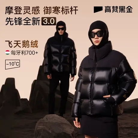 【高梵黑金鹅绒服】先锋3.0四格羽绒服女冬季2023新短款厚外套男商品大图