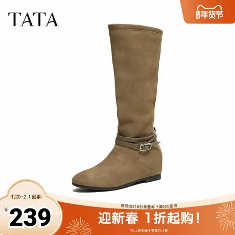 TATA他她长靴女鞋2025冬季新款时装靴高筒靴粗跟堆堆靴子JYP01DG5商品大图