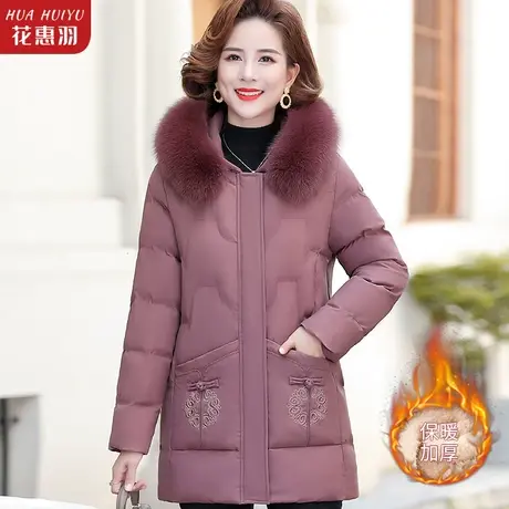 妈妈秋冬外套中年羽绒棉服加肥加大码中老年人棉衣女冬款冬装棉袄商品大图
