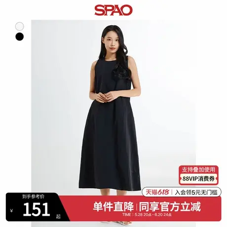 SPAO韩国同款夏季女士简约日常文艺通勤无袖淡人连衣裙图片