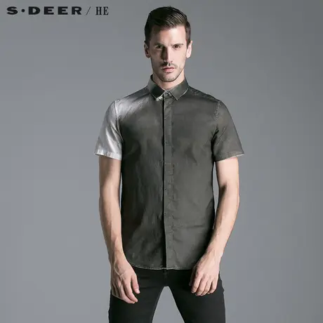 S.Deer/He【惠】圣迪奥男装夏装纯棉渐变休闲衬衫H14270440图片