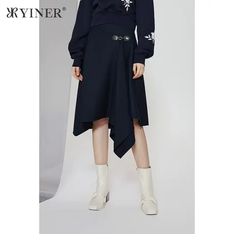 *YINER音儿女装2021冬季不规则摆针织半身裙图片