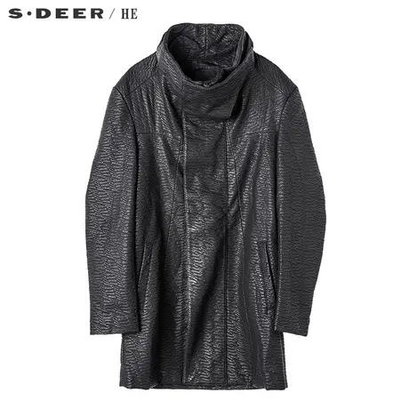 S.Deer/He圣迪奥男装斑驳质感帅气占领中长款大衣外套H15471737图片