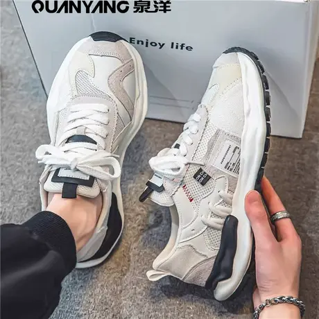 泉洋男鞋春季潮牌百搭学生休闲运动鞋防滑厚底小白老爹潮鞋爆款图片